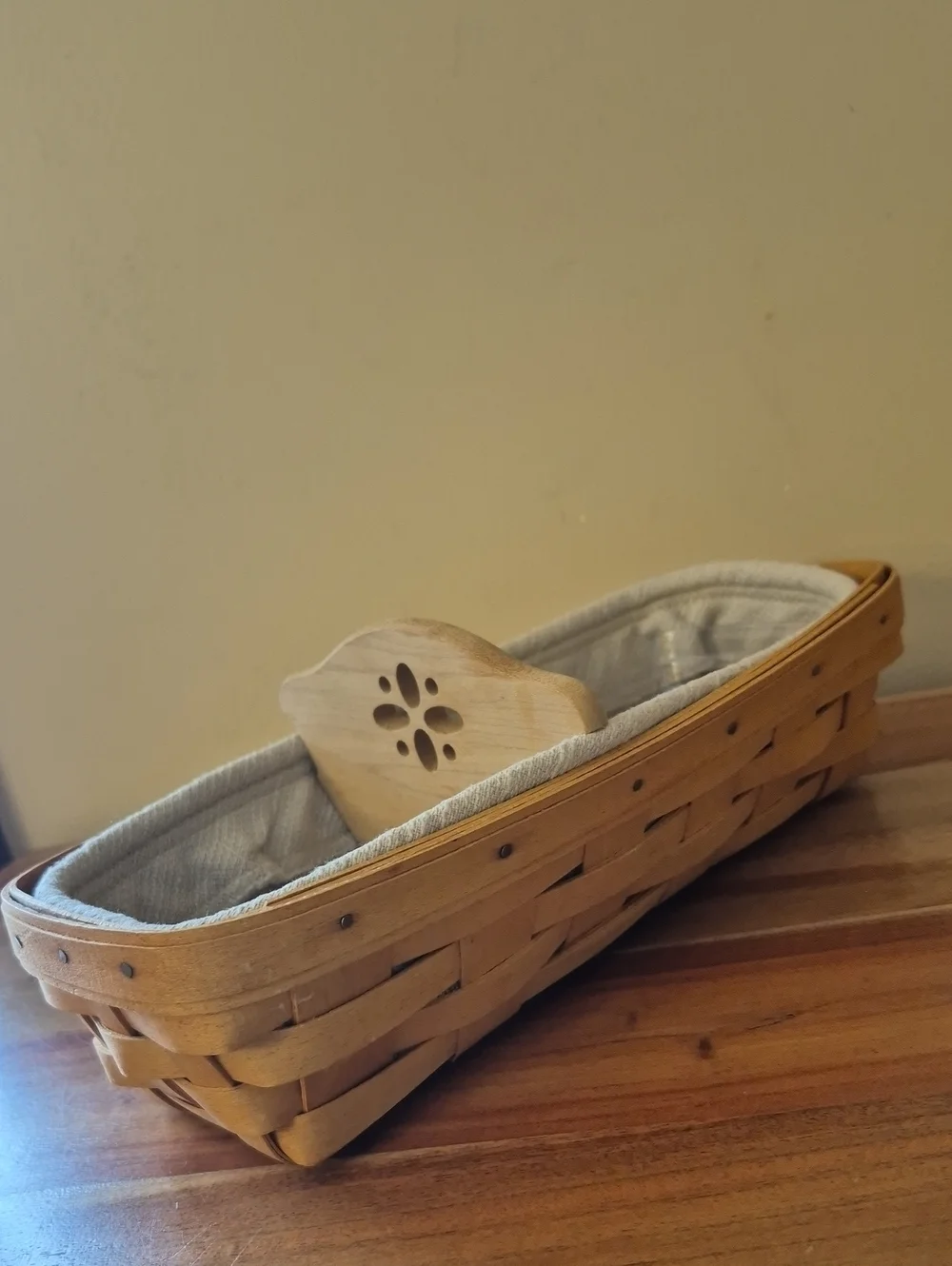 Vintage 1997 Longaberger Cracker Basket w/ Divider, Protector & 3 Liners